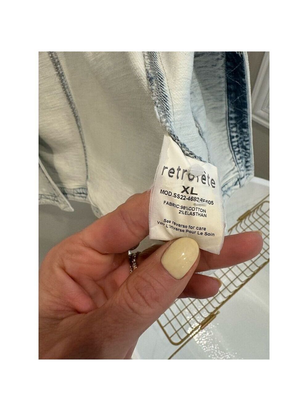 Retrofête Women's Denim Jacket XL Light Blue Acid Wash - Picture 6 of 7